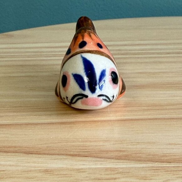 Vintage Tonala Fish Miniature Mexican Folk Art Pottery Orange & Black 1.25" - Picture 3 of 9